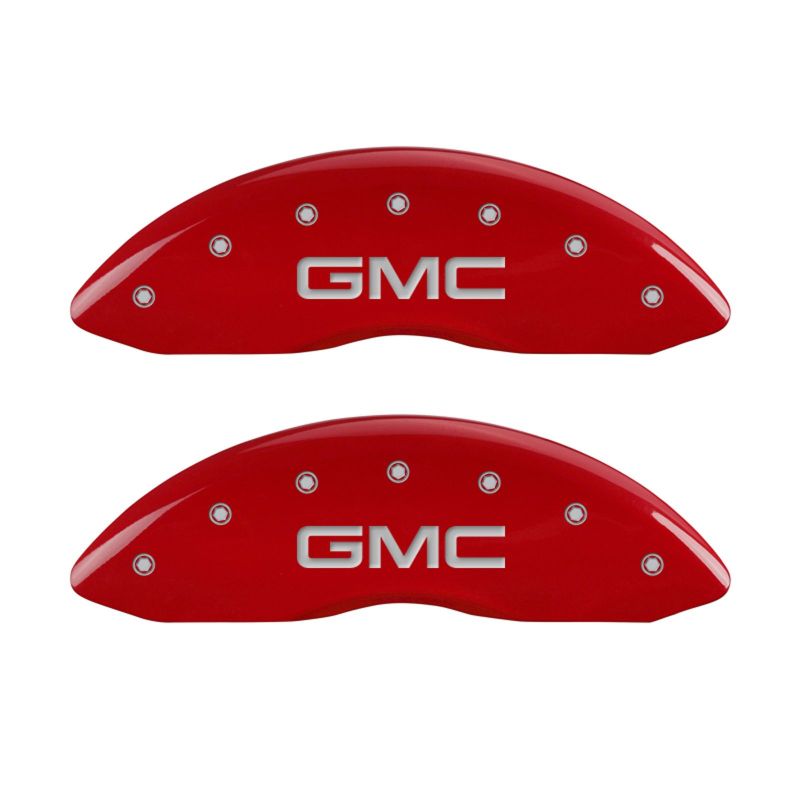 MGP 4 Caliper Covers Engraved Front &amp; Rear Denali Red finish silver ch