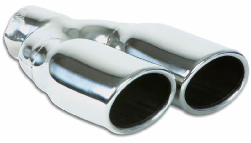 Vibrant Dual 3.25in x 2.75in Oval SS Exhaust Tip (Single Wall Angle Cut Rolled Edge)