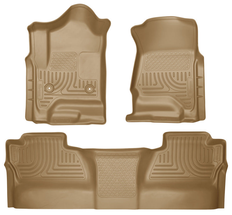 Husky Liners 14 Chevrolet Silverado/GMC Sierra WeatherBeater Tan Front &amp; 2nd Seat Floor Liners