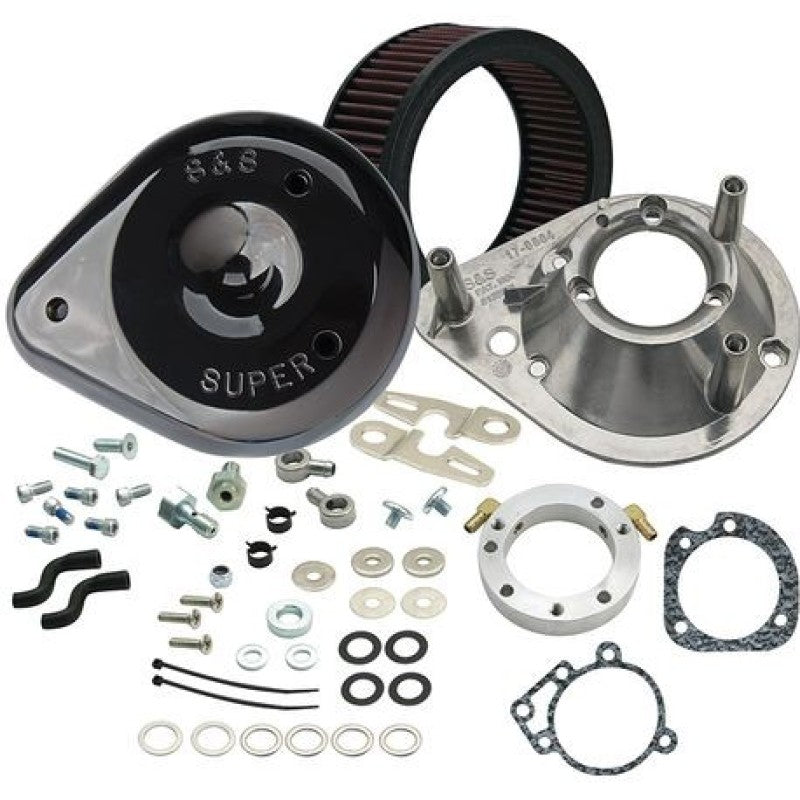 S&amp;S Cycle 08-16 Touring Stock Bore Throttle By Wire Teardrop Air Cleaner Kit - Gloss Black