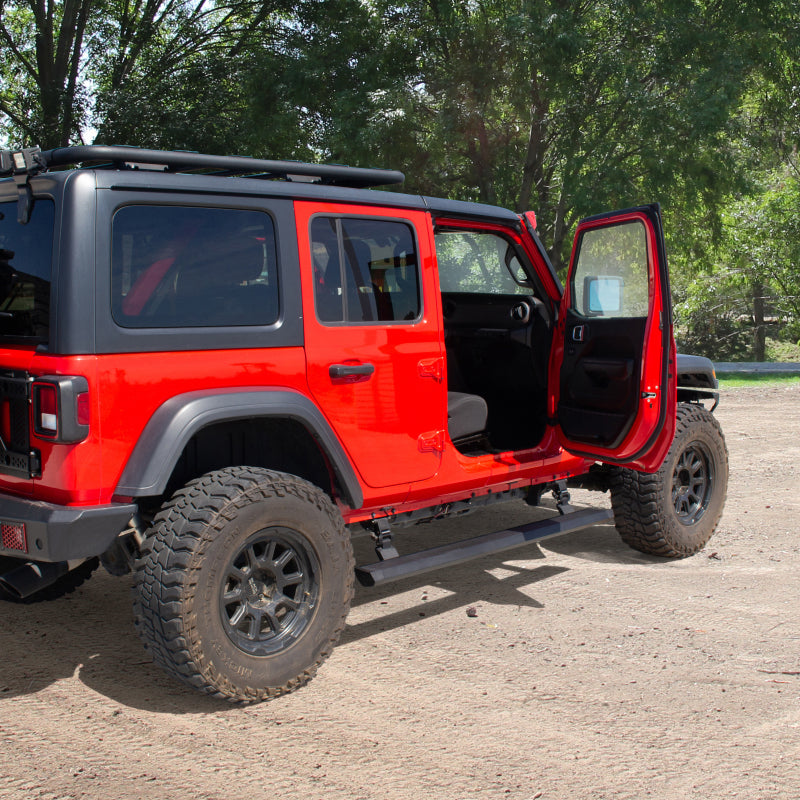 RealTruck 18-24 Jeep Wrangler 4dr VoltStep Electric Running Board Kit (Drilling Req.) - Tex. Blk