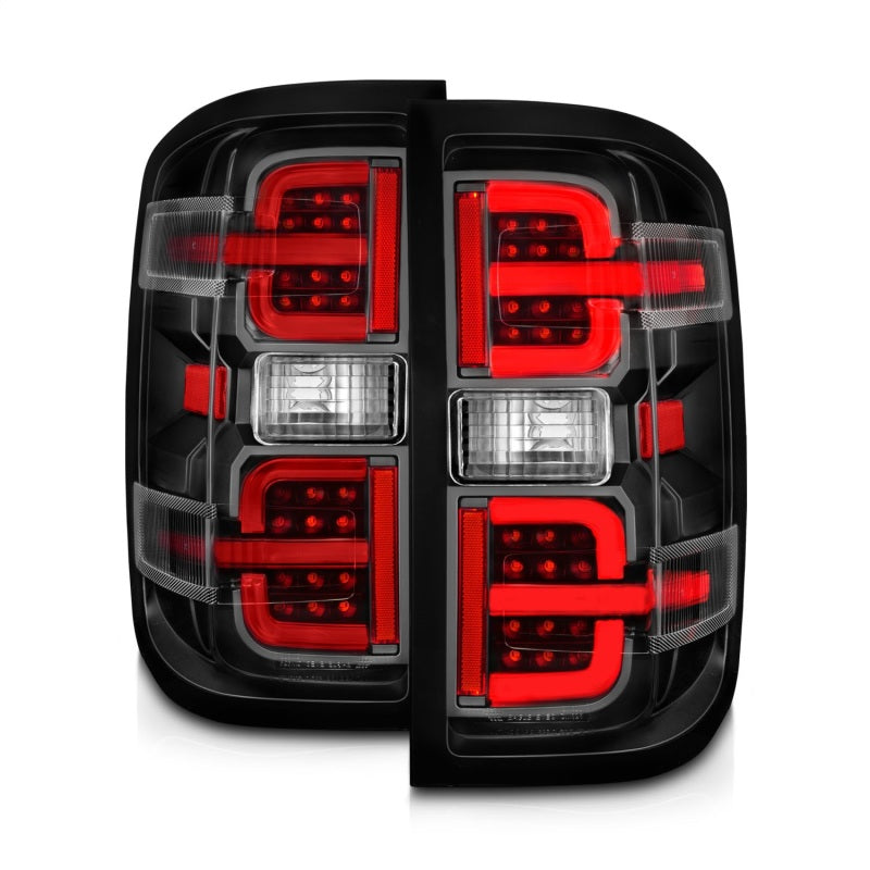 ANZO 15-19 Chevy Silverado 2500HD/3500HD (Halgn Only) LED Tail Lights w/Black Light Bar &amp; Clear Lens