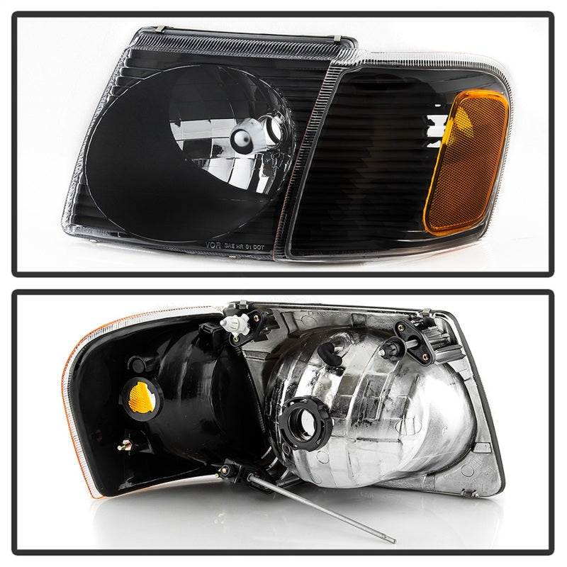 xTune 01-03 Ford Explorer Sport 4pc OEM Style Headlights w/Corner - Black (HD-JH-FEXP01-ST-BK)