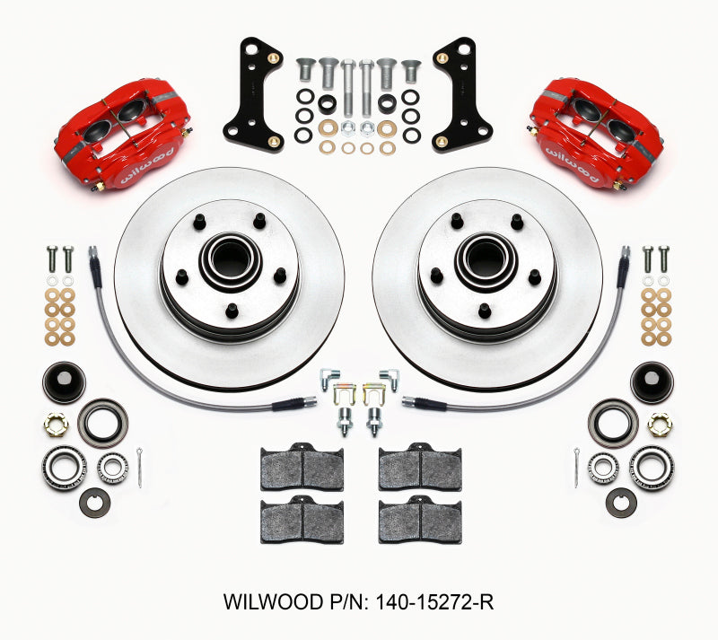 Wilwood Forged Dynalite-M Front Kit 11.00in 1 PC Rotor&amp;Hub Red 67-69 Camaro 64-72 Nova Chevelle
