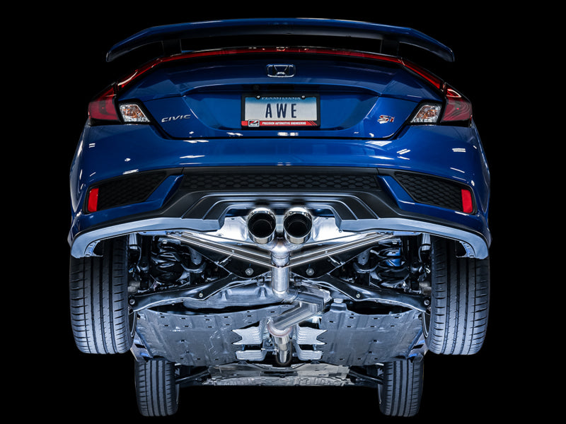 AWE Tuning 2016+ Honda Civic Si Track Edition Exhaust w/Front Pipe &amp; Dual Chrome Silver Tips