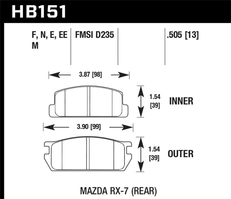 Hawk 81-85 Mazda RX-7 Blue 9012 Rear Race Brake Pads