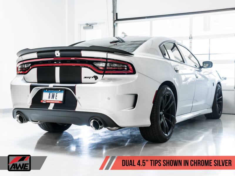 AWE Tuning 2015+ Dodge Charger 6.4L/6.2L SC Non-Resonated Touring Edition Exhaust - Silver Tips