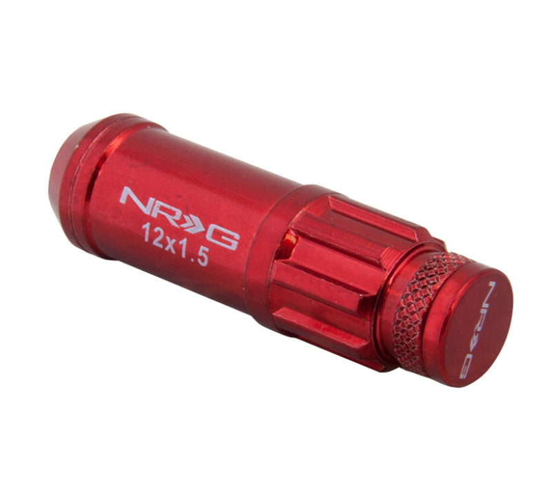 NRG 700 Series M12 X 1.5 Steel Lug Nut w/Dust Cap Cover Set 21 Pc w/Locks &amp; Lock Socket - Red