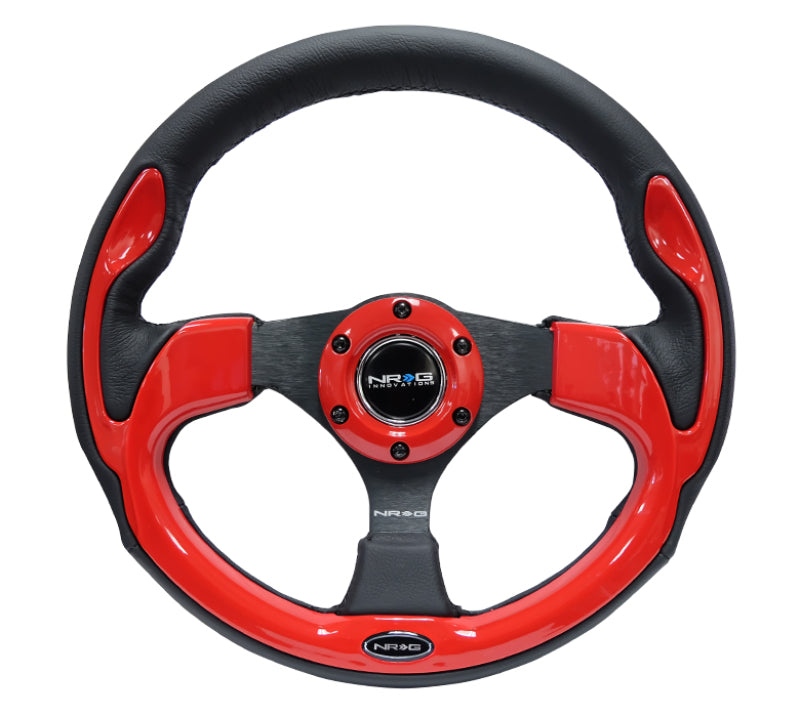 NRG Reinforced Steering Wheel (320mm) Blk w/Red Trim &amp; 5mm 3-Spoke