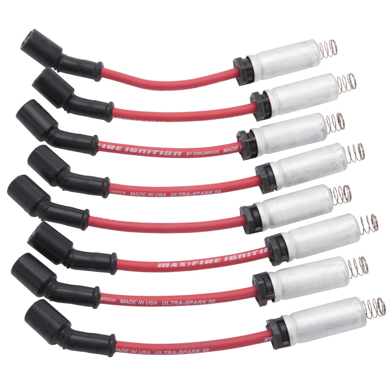 Edelbrock Spark Plug Wire Set Ls Kit w/ Metal Sleeves 99-15 50 Ohm Resistance Red Wire (Set of 8)