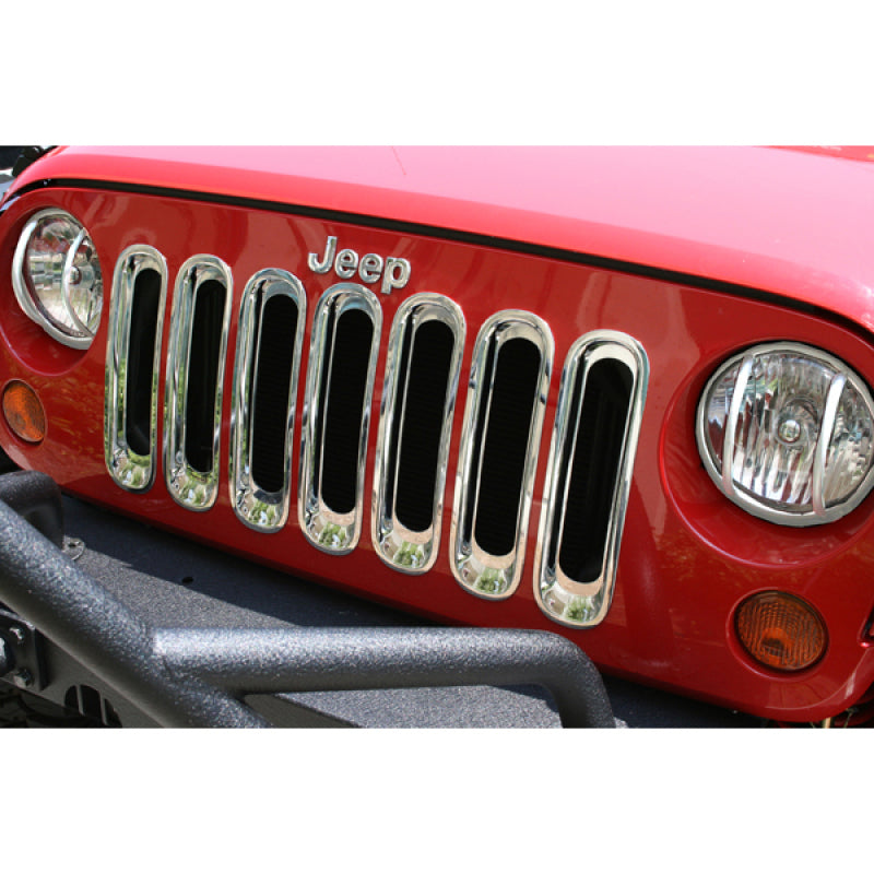 Rugged Ridge Grille Inserts Chrome 07-18 Jeep Wrangler