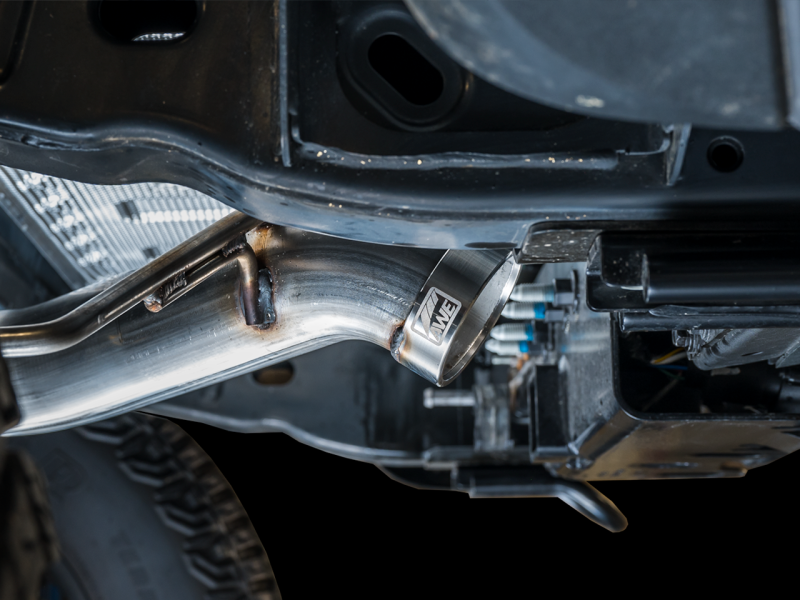 AWE Tuning 2021+ Ford Bronco 0FG Dual Rear Exit Exhaust w/Diamond Black Tips &amp; Bash Guard