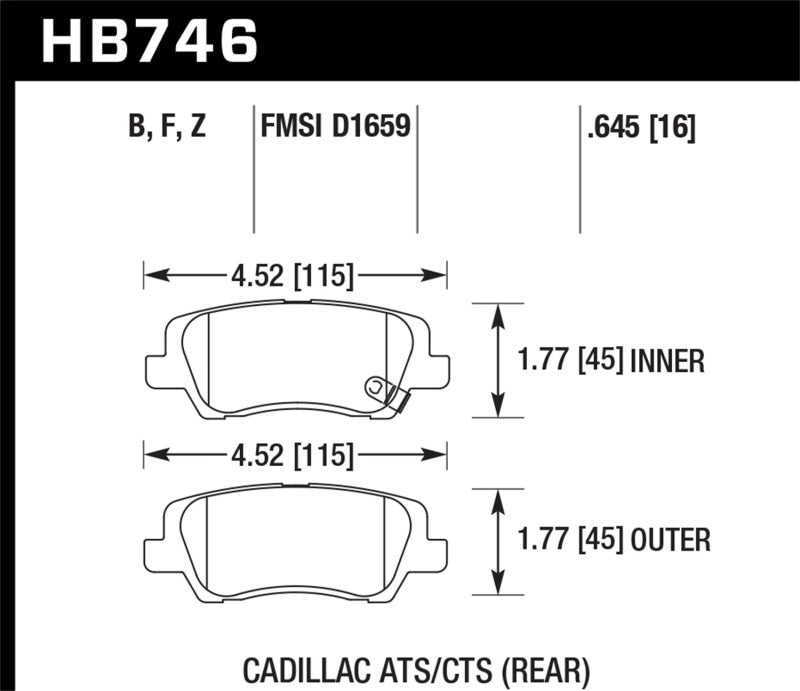 Hawk Cadillac 13-16 ATS / 14-15 CTS HPS 5.0 Rear Brake Pads