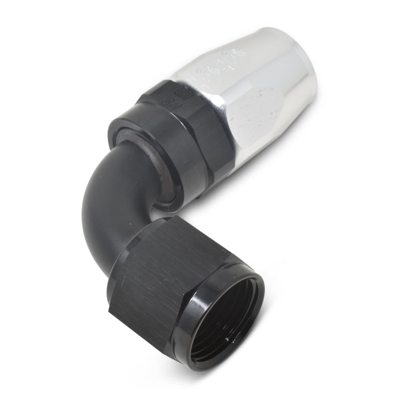 Russell Performance -8 AN Black/Silver 90 Degree Full Flow Hose End