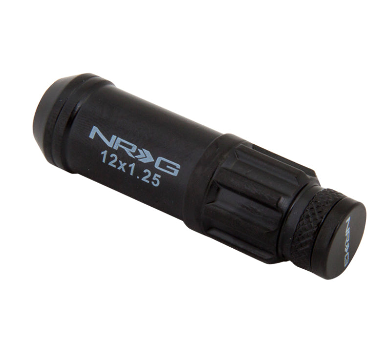 NRG 700 Series M12 X 1.25 Steel Lug Nut w/Dust Cap Cover Set 21 Pc w/Locks &amp; Lock Socket - Black