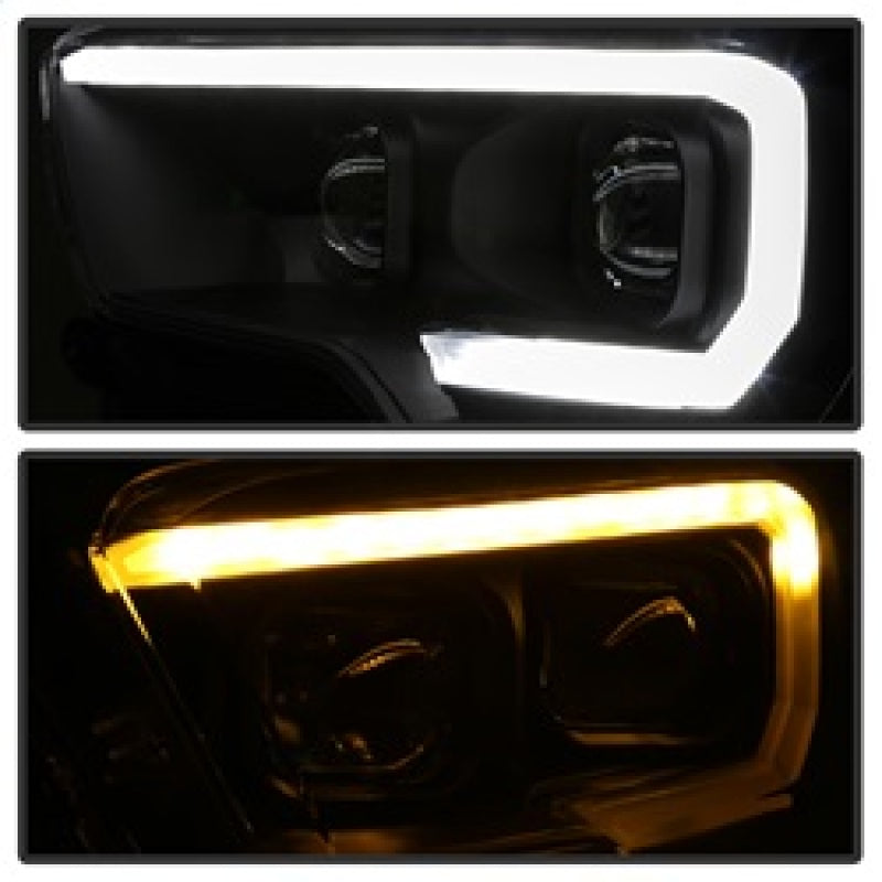 xTune Toyota Tacoma 16-18 DRL Light Bar Projector Headlights - Black PRO-JH-TTA16-LBDRL-BK