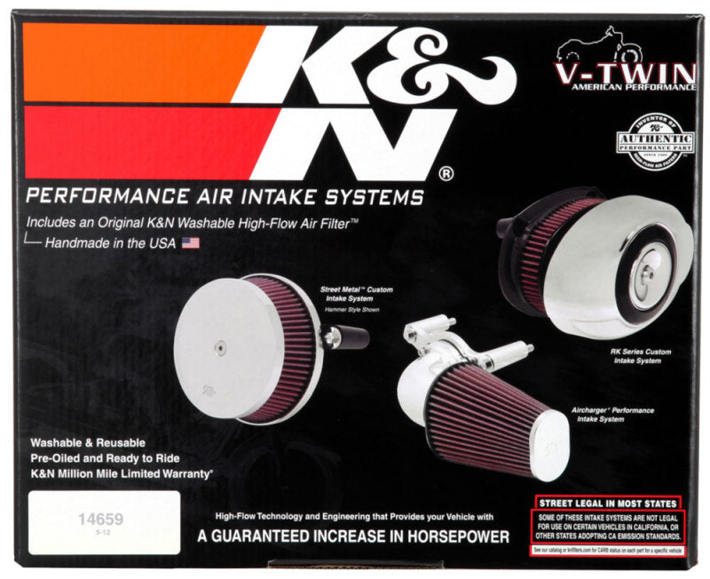 K&amp;N Oval Red 9in Intake System for Harley Davidson