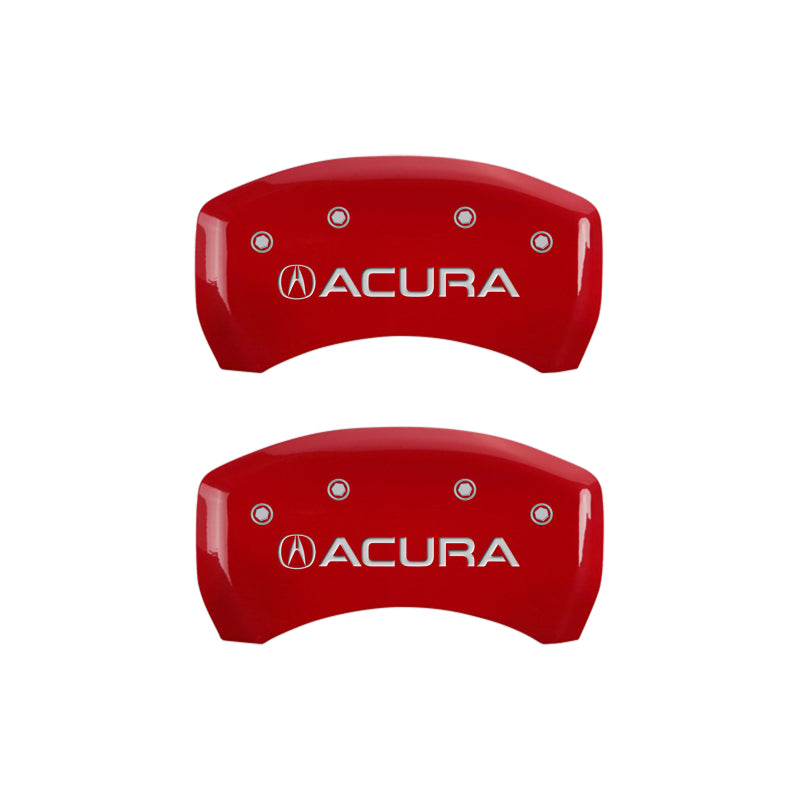 MGP 4 Caliper Covers Engraved Front &amp; Rear Acura Red finish silver ch