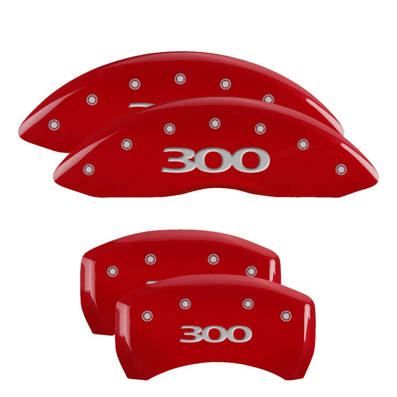 MGP 4 Caliper Covers Engraved Front &amp; Rear 300 Red finish silver ch