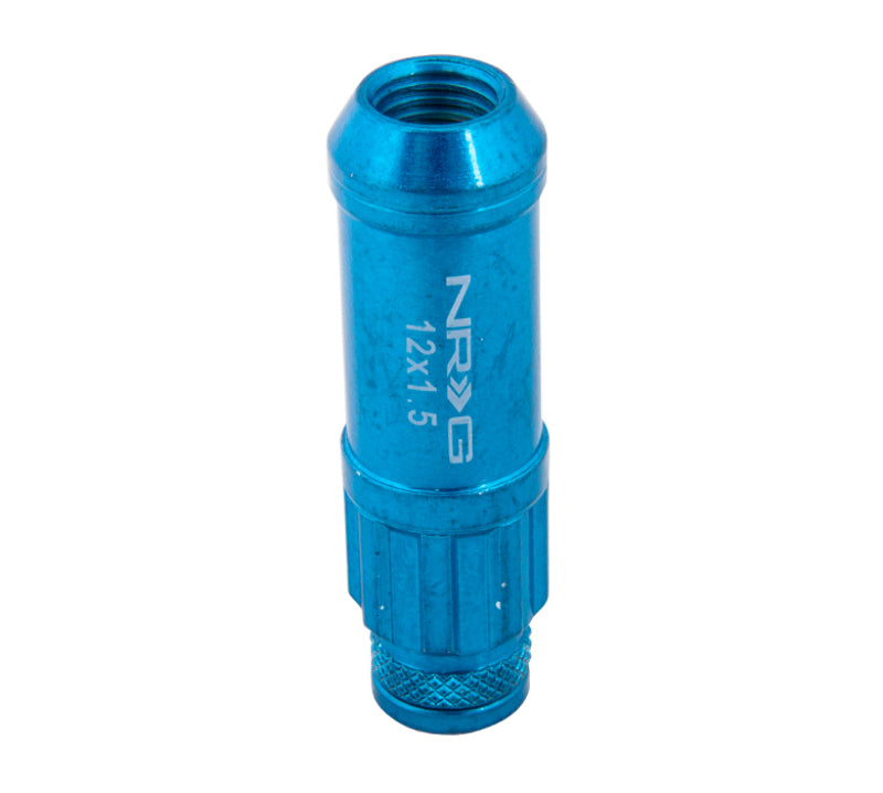 NRG 700 Series M12 X 1.5 Steel Lug Nut w/Dust Cap Cover Set 21 Pc w/Locks &amp; Lock Socket - Blue