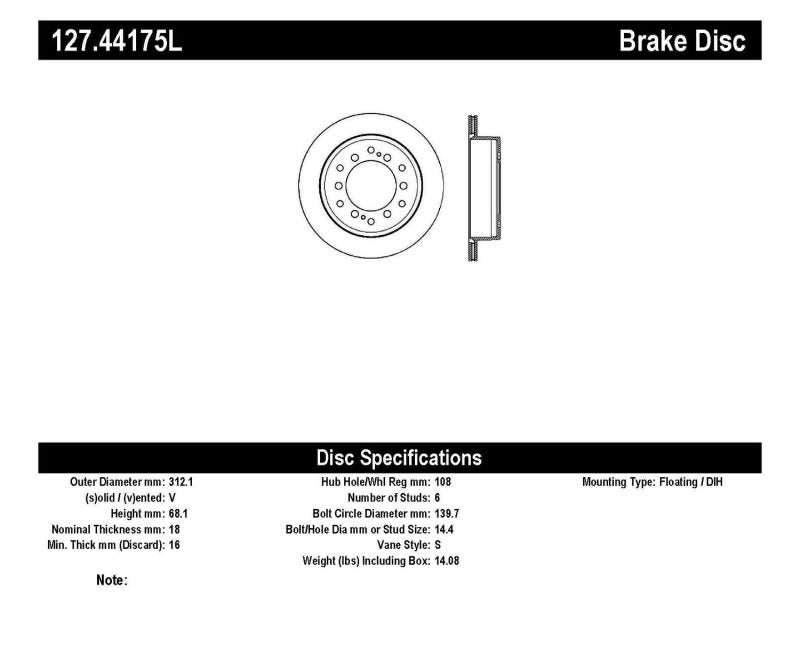 StopTech Slotted &amp; Drilled Sport Brake Rotor