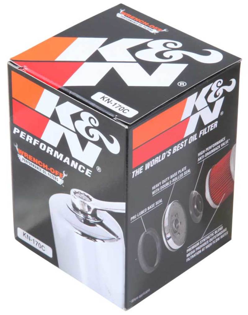 K&amp;N Harley Davidson 3in OD x 4.063in H Chrome Oil Filter