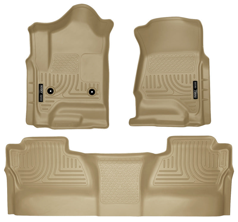 Husky Liners 14 Chevrolet Silverado/GMC Sierra WeatherBeater Tan Front &amp; 2nd Seat Floor Liners