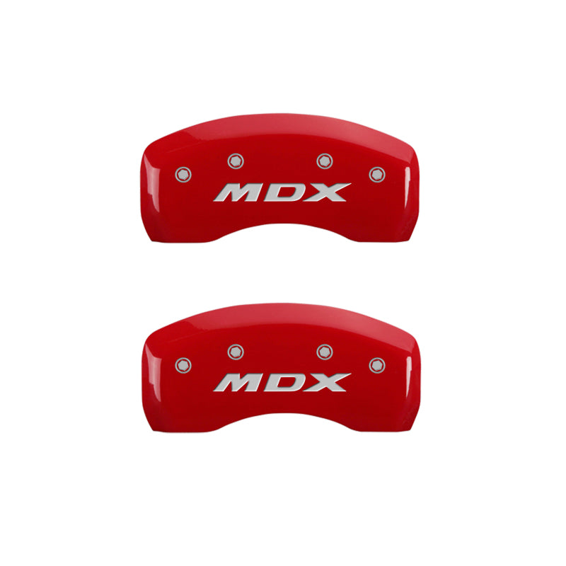 MGP 4 Caliper Covers Engraved Front Acura Engraved Rear MDX Red finish silver ch