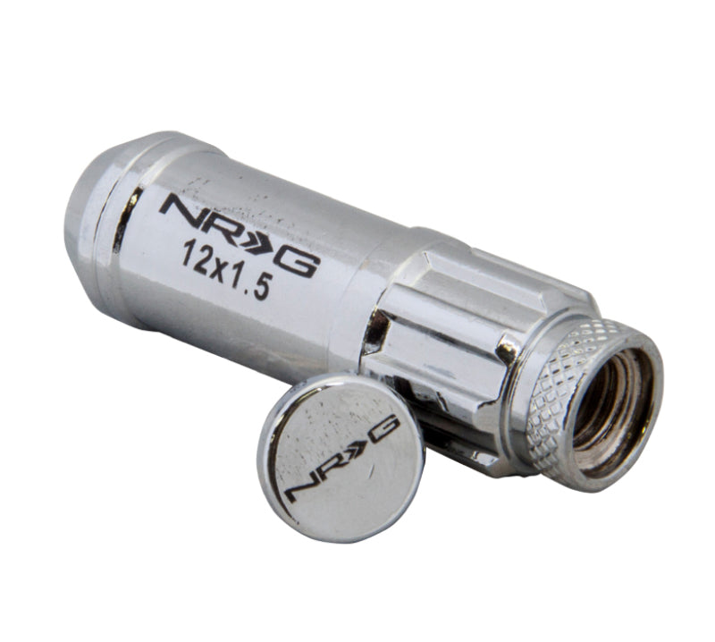 NRG 700 Series M12 X 1.5 Steel Lug Nut w/Dust Cap Cover Set 21 Pc w/Locks &amp; Lock Socket - Silver